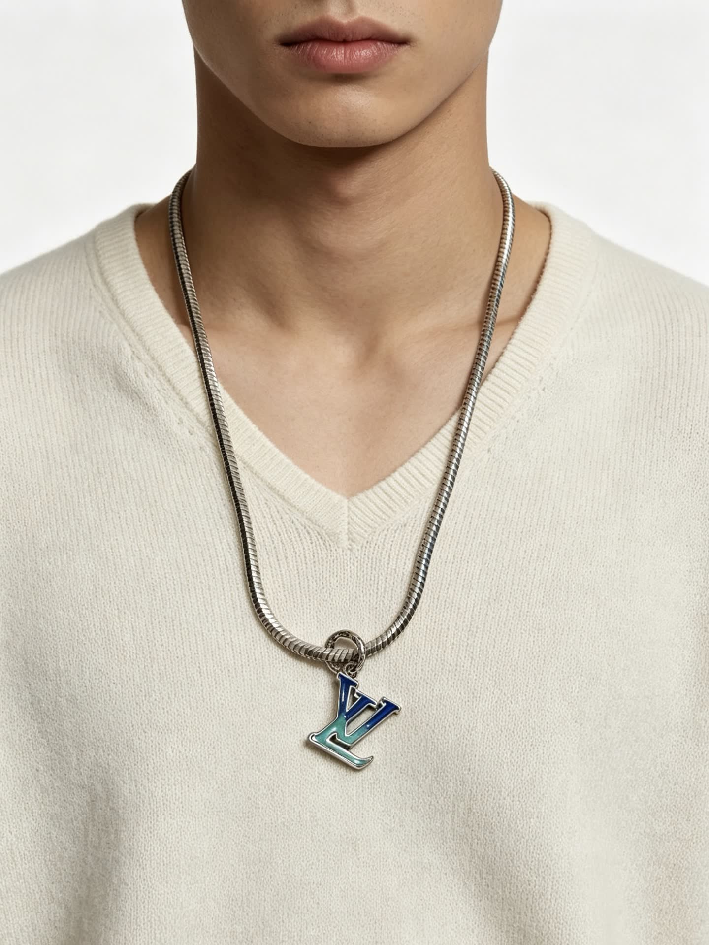 Louis Vuitton Monogram 'LV' Pendant Necklace